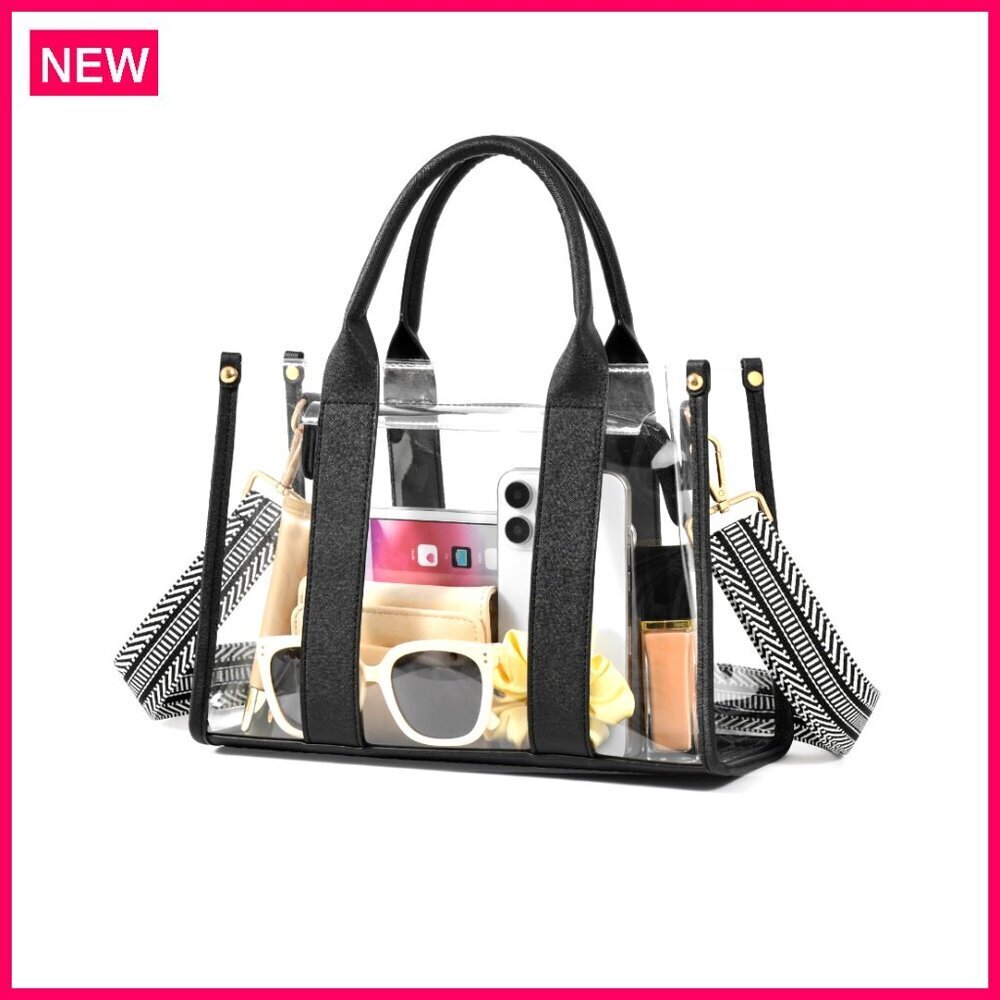 Clear PVC Tote Bag with Adjustable Strap for Stadium Events & Work